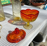 Collection of Red and Yellow Glass Serving Pieces- Set of 6