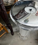 Lucite Light Up Side Table With Signed Clock Table Top