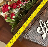 Wooden Carved Stroh's Beer Decorative Wall Hanging With Faux Red Roses