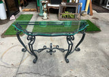 French Ironwork Console Table With Glass Top