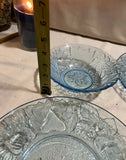 Small Collection of Blue Glass Plates and Bowls- Set of 5