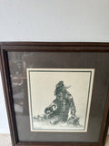 Signed 24/200 Black and White Cowboy Print, Framed