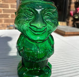 Green Glass Sculptural Man Decanter