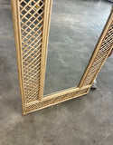 Large Vintage Arched Bamboo Floor Mirror
