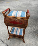 Large Woven Wicker Double Compartment Standing Sewing Basket
