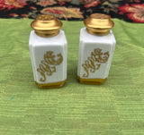 Pair of Ceramic Salt and Pepper Shakers With Gold Accents