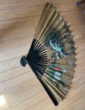 Large Vintage Mid-Century Chinoiserie Peacock Fan