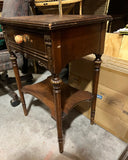 Wooden Mid Century Modern Beside Table With Rose Painted Details