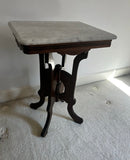 1970s Marble Top Wooden Side Table