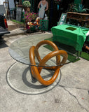 Wooden Knot Dining Table With Glass Top
