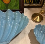 Collection of Blue Ceramic Shell Dishes With One Large- Set of 5