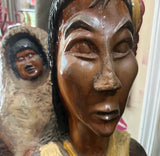 1970s Wooden Native American Vintage Cigar Sculpture