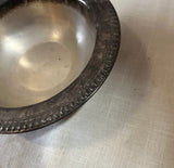 Trio of Silver Serving Bowls and Tray With Etched Rims