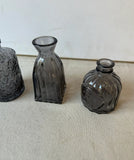 Instant Collection of Charcoal Colored Glass Miniature Vases- Set of 3
