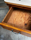 Vintage Petite Wooden Desk With Iron Legs