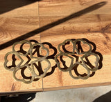 Pair of Brass Four Leaf Clover Trivets