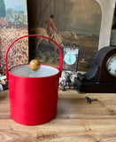 Red Plastic Ice Bucket/Champagne Bucket With Wooden Handle on Lid