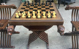 Vintage Foldable Chess Set- Chairs, Table Base, Chess Table Top, and Pieces- Set of 36