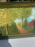 Framed Foliage and Path Landscape Painting, Signed by the Artist