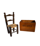 Miniature Wooden Chair Stand and Recipe Box Antique Font