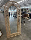 Large Vintage Arched Bamboo Floor Mirror
