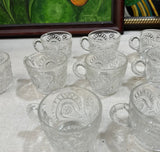 1970s Collection of Small Glass Cups With Sun Designs- Set of 10