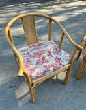 Rare Ming Horseshoe Bamboo Ficks Reed Chairs With Horse Cushions