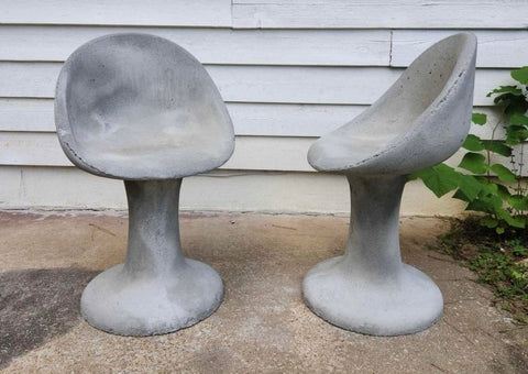 Guhl Pair of Concrete Outdoor Minimalist Chairs