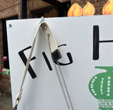 90's Simple Black Purse With Chain Strap Details