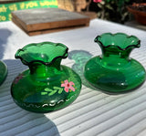 Instant Collection Green Glass Painted Vases- Set of 4