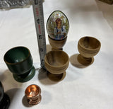 Instant Collection of Vintage Miniature Egg Holders and Egg- Set of 8
