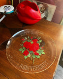 30th Anniversary Roses Glass Round Platter