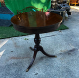 1970s Mid Century Modern Wooden Round Side Table With Brass Claw Feet