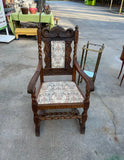 1970s Vintage Wooden English Chair With Covered Seats