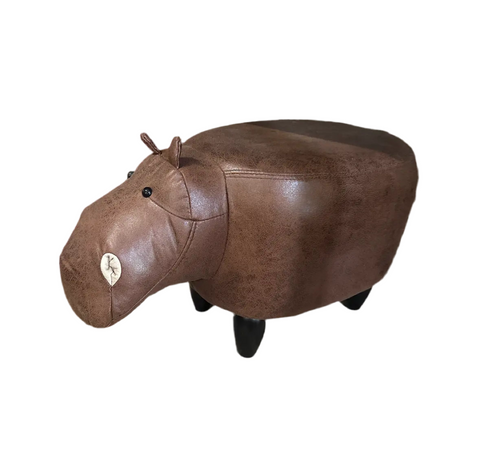 Small Leather Hippo Style Ottoman
