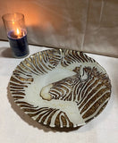 Large Zebra Platter With Gold Accents