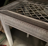 Vintage White Wicker Boho Dining Table