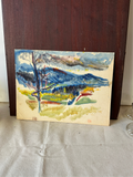 Colorful Abstract Mountain Landscape Watercolor Painting