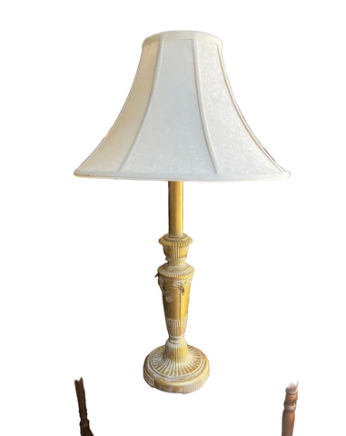 Brass Tall Table Lamp With Ibex Details and Lampshade Included