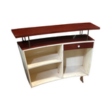 Large Wooden Camel Footed Bar With Shelves and a Drawer