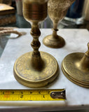 Brass Trio of Desk Accessories Candleholders and Vase