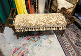 Wooden Bench With Curved Details and Tassels