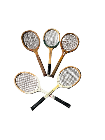 Collection of Vintage Miscellaneous Wooden Tennis Rackets- set of 5