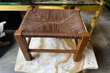 Vintage Wood and Wicker Scandinavian Petite Stool