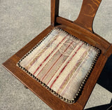 Vintage Wooden Dining Chairs With Studded Cushions- Set of 6