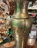 Large Vintage Brass Vase With Rope and Tassel Details