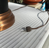Pair of Copper Industrial Lamps With Eagle Accents