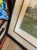 Vintage Large Framed Polo Horses Print, Signed