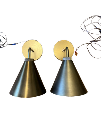 Pair of Art Deco Bronze Wall Light Fixtures