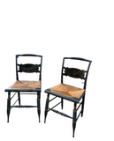 Pair of Black Wooden Italian Rush Chairs